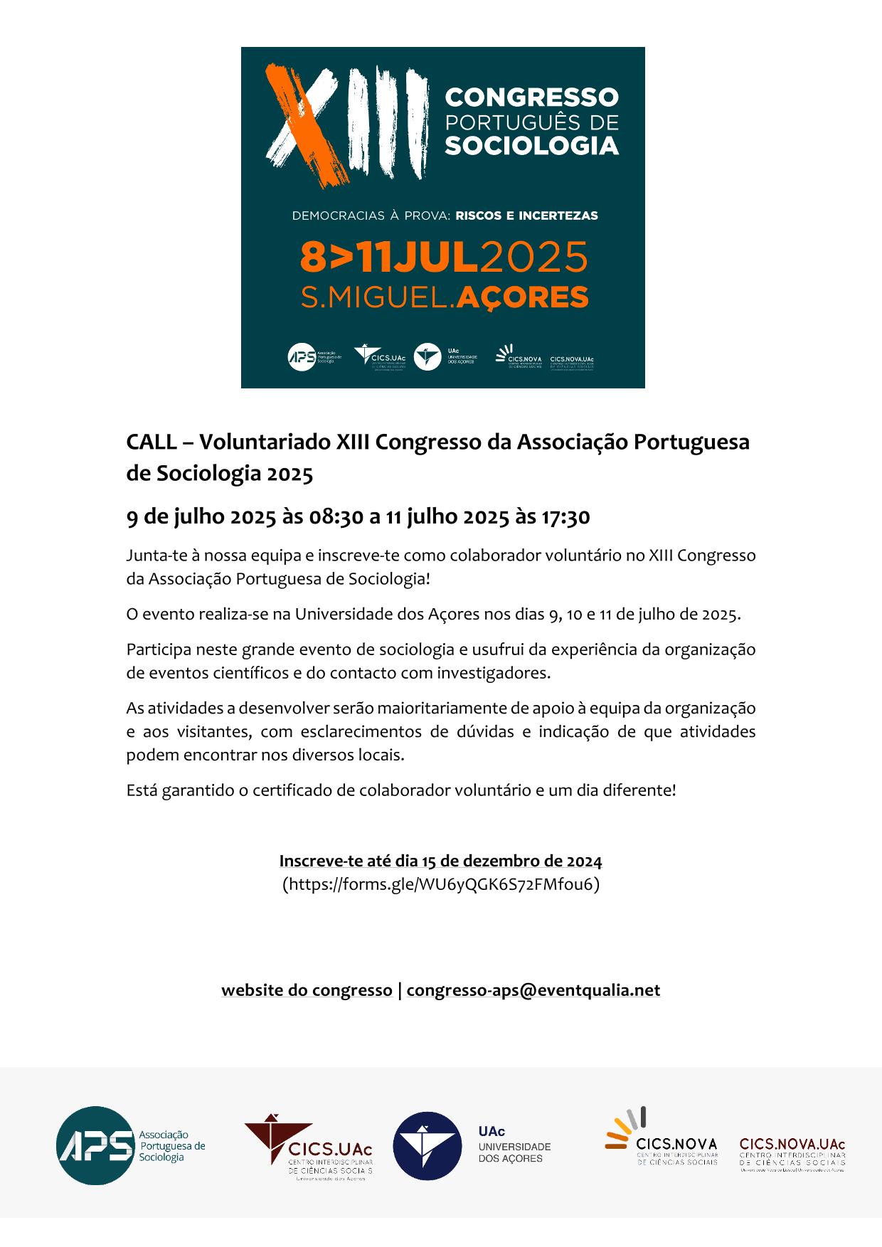 call voluntariado_xiiicongresso portugue